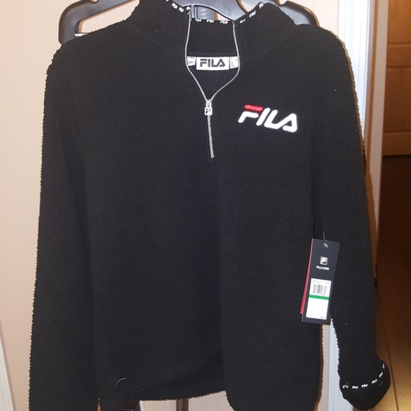 Fila Sweaters - FILA SHERPA COZY  BLACK SWEATER